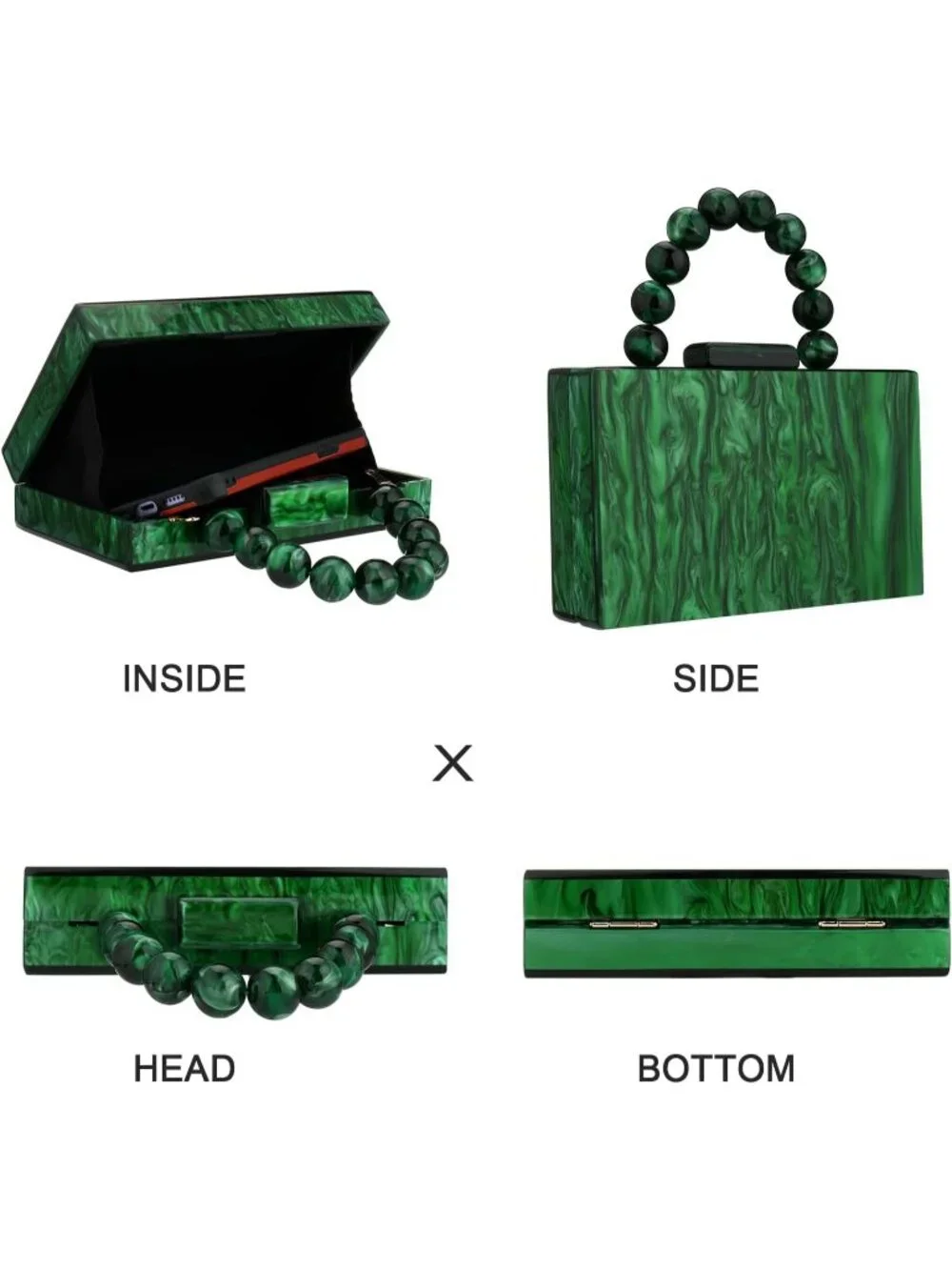 👜Women's Green Crossbody Bag with Pearl Chain Formal Purses with Pearl Chain